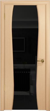 Двери в интерьере - Дверь Арт Деко Лиана-3 беленый дуб, черный триплекс