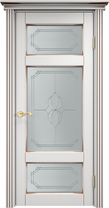 Двери в интерьере - Дверь Итальянская Легенда массив ольхи ОЛ55 белый грунт с патиной орех, стекло 55-3