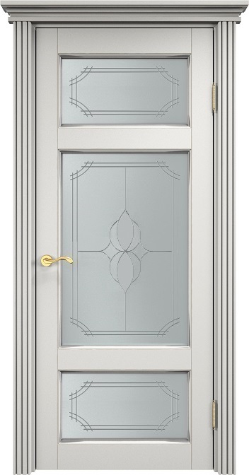Двери в интерьере - Дверь Итальянская Легенда массив ольхи ОЛ55 белый грунт с патиной серебро, стекло 55-3