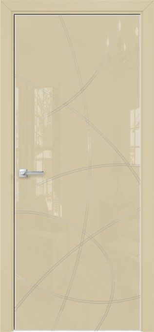 Двери в интерьере - Дверь Оникс Арт лакобель RAL 1015, контурный витраж №6