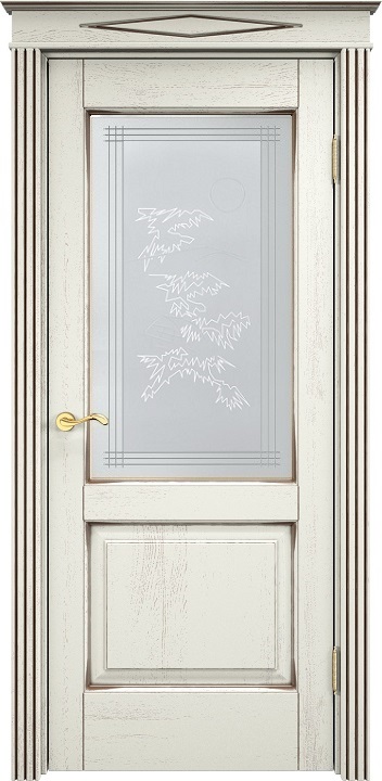 Двери в интерьере - Дверь Итальянская Легенда массив дуба Д13 эмаль F120 с черной патиной, стекло 13-2