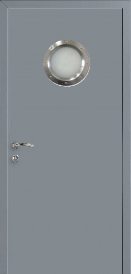 Двери в интерьере - Дверь с иллюминатором влагостойкая композитная Капель моноколор RAL 7046