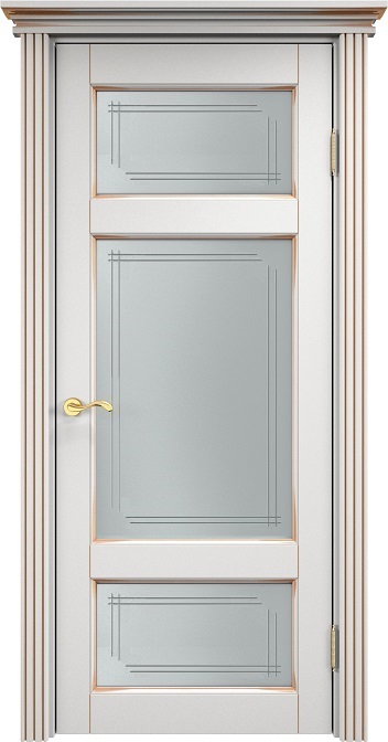 Двери в интерьере - Дверь Итальянская Легенда массив ольхи ОЛ55 белый грунт с патиной золото, стекло 55-4