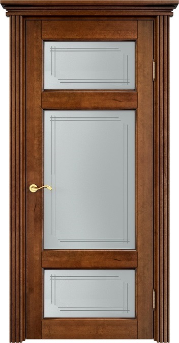 Двери в интерьере - Дверь Итальянская Легенда массив ольхи ОЛ55 коньяк с патиной, стекло 55-4