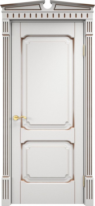 Дверь Итальянская Легенда массив ольхи ОЛ7.2 белый грунт с патиной орех, глухая