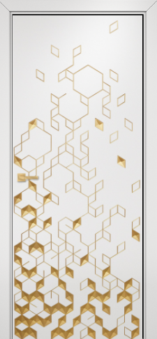 Дверь Оникс Кристалл эмаль белая патина золото, глухая