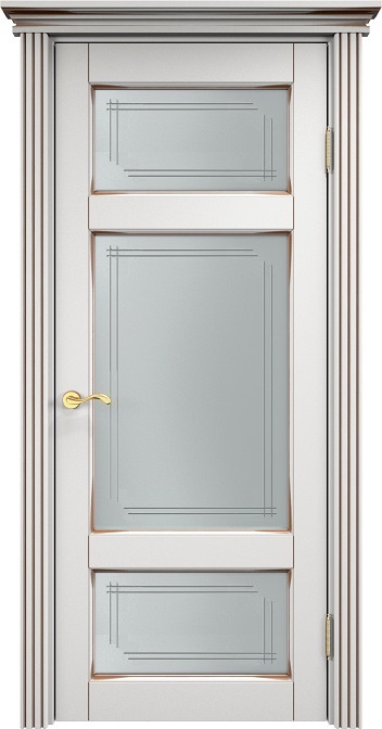 Двери в интерьере - Дверь ПМЦ массив ольхи ОЛ55 белый грунт с патиной орех, стекло 55-4