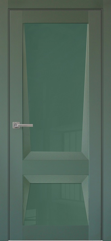Двери в интерьере - Дверь ДР Perfecto экошпон 101 Barhat Green, стекло Green