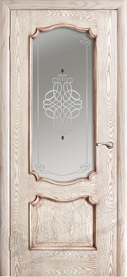 Дверь Оникс Венеция эмаль слоновая кость с патиной, фьюзинг "Ажур"