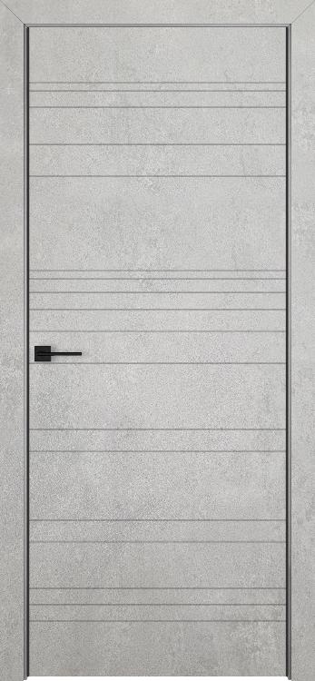 Двери в интерьере - Дверь V Loft экошпон Лайн-1 бетон светлый, AL кромка черная, глухая