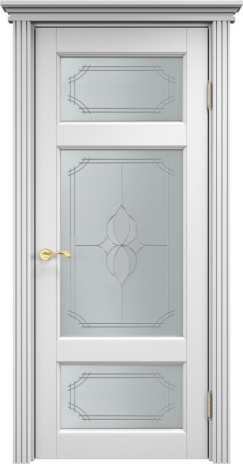 Дверь ПМЦ массив ольхи ОЛ55 эмаль белая, стекло 55-3