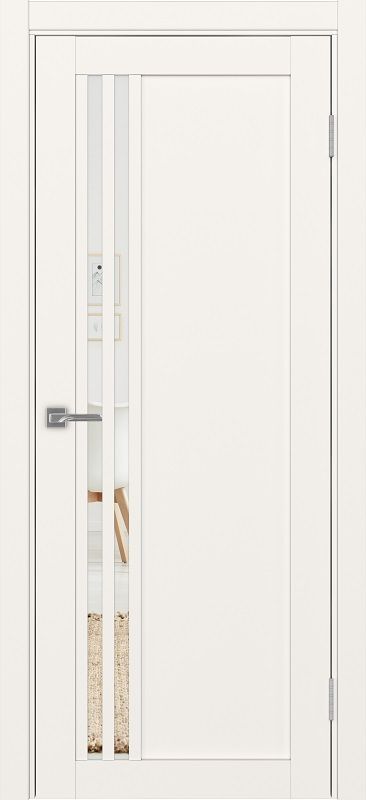 Двери в интерьере - Дверь Эко 555.21 бежевый, стеклопакет зеркало