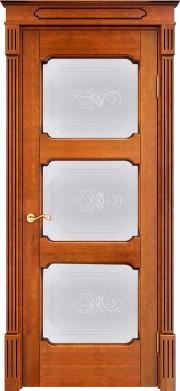 Двери в интерьере - Дверь Итальянская Легенда массив ольхи ОЛ7.3 медовый с патиной орех, стекло мателюкс