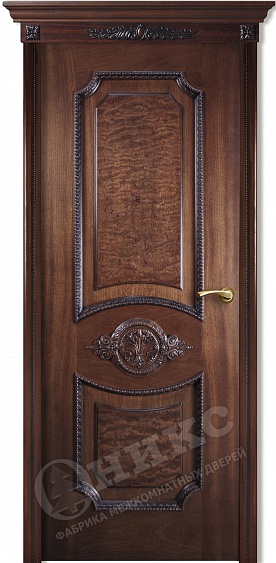 Двери в интерьере - Дверь Оникс Империя со шпоном "корня" красное дерево с черной патиной, глухая