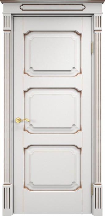 Дверь Итальянская Легенда массив ольхи ОЛ7.3 белый грунт с патиной орех, глухая. Фото №2