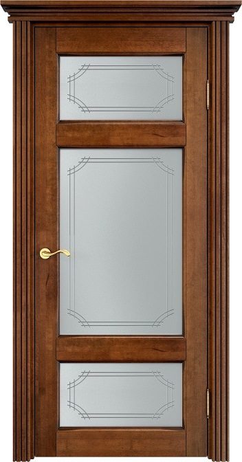 Дверь Итальянская Легенда массив ольхи ОЛ55 коньяк с патиной, стекло 55-1