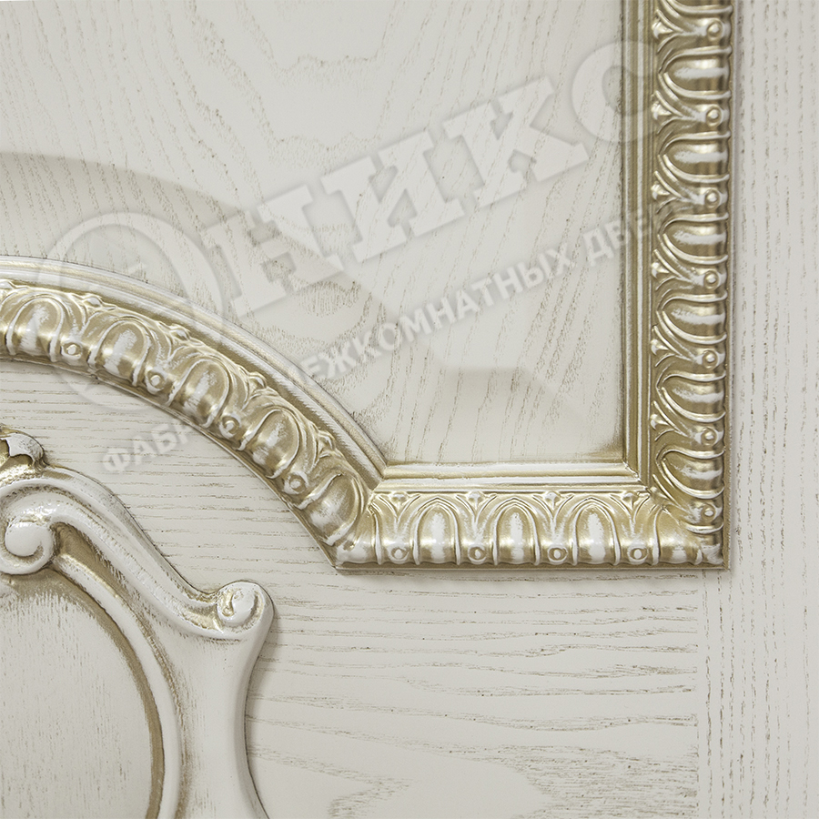 Дверь Оникс Рада эмаль слоновая кость с патиной, сатинат гравировка Ромбы. Фото №5