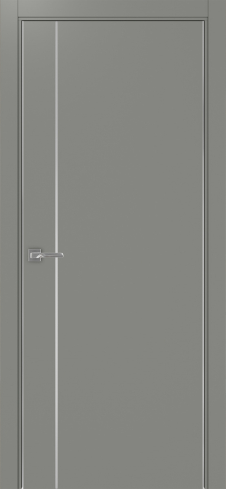 Двери в интерьере - Дверь Эко 204 серый молдинг SC, кромка AL хром SC с 2-х сторон, глухая
