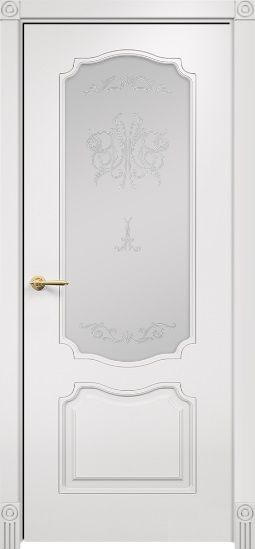 Дверь Оникс Венеция фрезерованная эмаль белая, контурный витраж №2