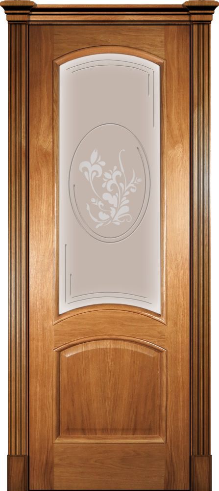 Двери в интерьере - Дверь Покровские двери Леон М светлый орех,  стекло бронза с гравировкой АП-1