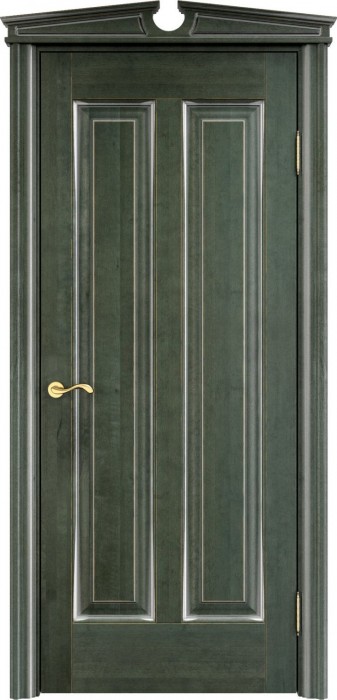 Дверь ПМЦ массив ольхи ОЛ102 зеленый с патиной серебро, глухая. Фото №2