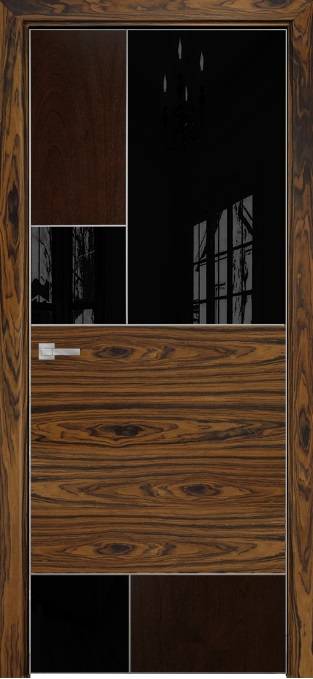 Двери в интерьере - Дверь Оникс New York палисандр/бразильский палисандр, глухая с вставкой лакобель RAL 9005