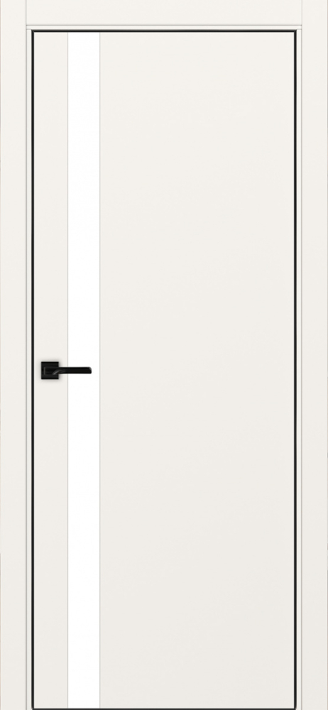 Двери в интерьере - Дверь Эко 211 бежевый, кромка AL черная SB с 4-х сторон, lacobel белый