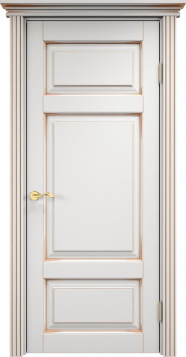 Дверь ПМЦ массив ольхи ОЛ55 белый грунт с патиной золото, глухая. Фото №3