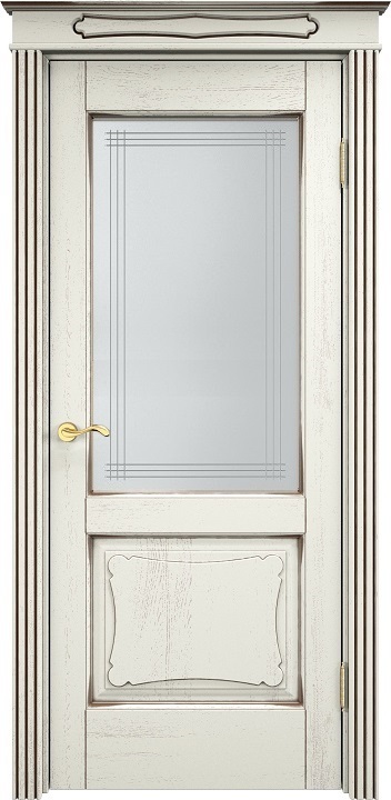 Двери в интерьере - Дверь Итальянская Легенда массив дуба Д6 эмаль F120 с черной патиной, стекло 6-7