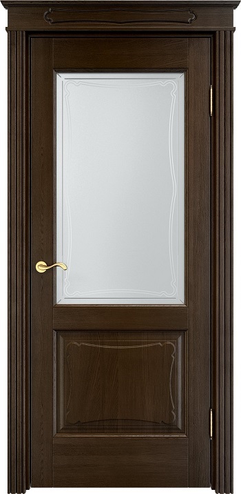 Двери в интерьере - Дверь Итальянская Легенда массив дуба Д6 мореный дуб, стекло 6-4