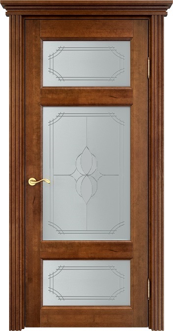 Двери в интерьере - Дверь Итальянская Легенда массив ольхи ОЛ55 коньяк, стекло 55-3