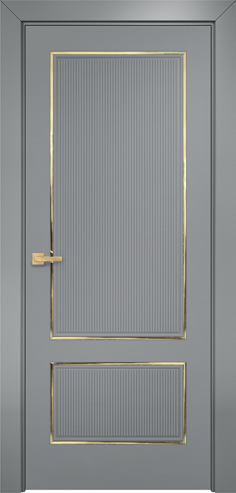 Двери в интерьере - Дверь Оникс Сиэтл 2 эмаль RAL 7040 молдинг золото, глухая