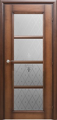 Двери в интерьере - Дверь Краснодеревщик 3340 кофе, стекло матовое гравировка Торшон