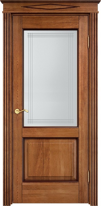 Двери в интерьере - Дверь Итальянская Легенда массив дуба Д13 орех 10% с патиной, стекло 13-6
