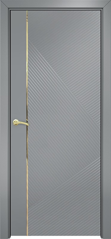 Двери в интерьере - Дверь Оникс Нова эмаль RAL 7040 молдинг золото, глухая