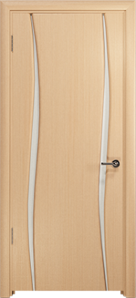 Дверь Арт Деко Вэла-2 беленый дуб, белый триплекс