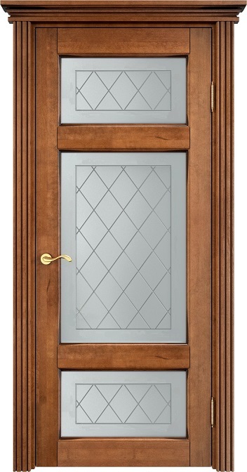 Двери в интерьере - Дверь Итальянская Легенда массив ольхи ОЛ55 орех 10% с патиной, стекло 55-8
