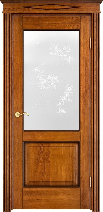 Двери в интерьере - Дверь ПМЦ массив дуба Д13 медовый с патиной орех, стекло 13-4