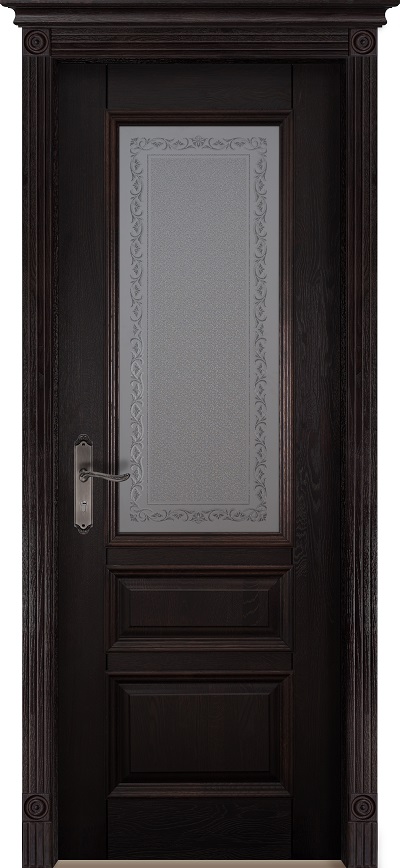 Двери в интерьере - Дверь Ока массив дуба цельные ламели Аристократ №2 венге, стекло графит с наплавом