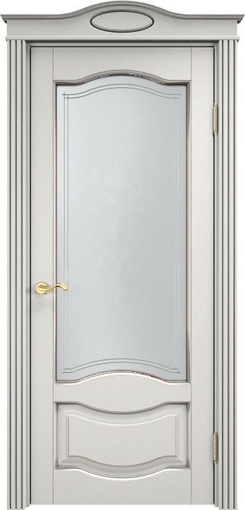 Дверь Итальянская Легенда массив ольхи ОЛ33 белый грунт с патиной серебро, стекло 33-2