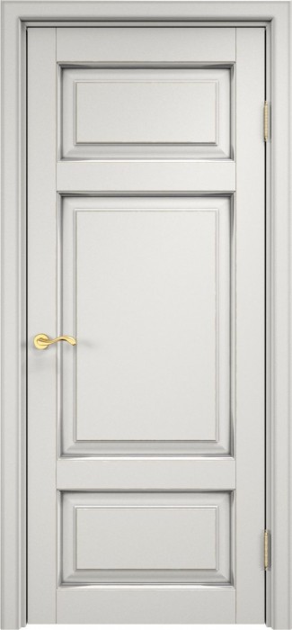 Дверь Итальянская Легенда массив ольхи ОЛ55 белый грунт с патиной серебро, глухая