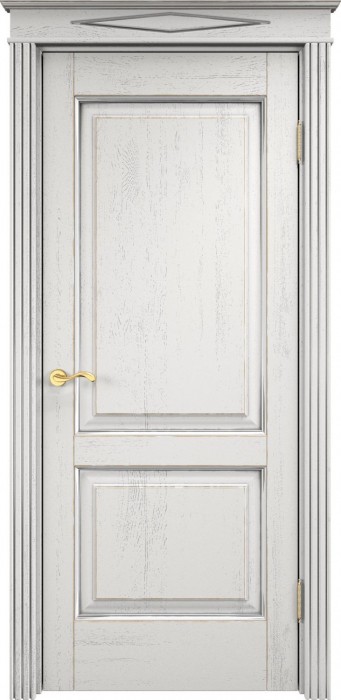 Дверь Итальянская Легенда массив дуба Д13 белый грунт с патиной серебро микрано, глухая. Фото №2
