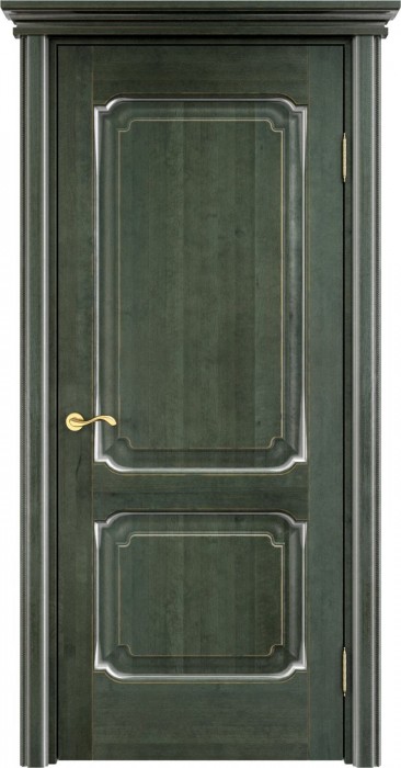 Дверь Итальянская Легенда массив ольхи ОЛ7.2 зеленый с патиной серебро, глухая. Фото №2