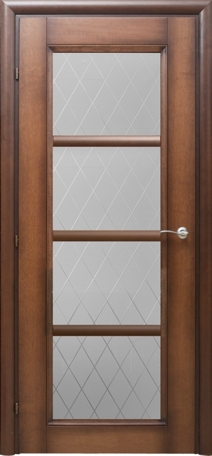 Двери в интерьере - Дверь Краснодеревщик 3340 кофе, стекло матовое гравировка Кристалл