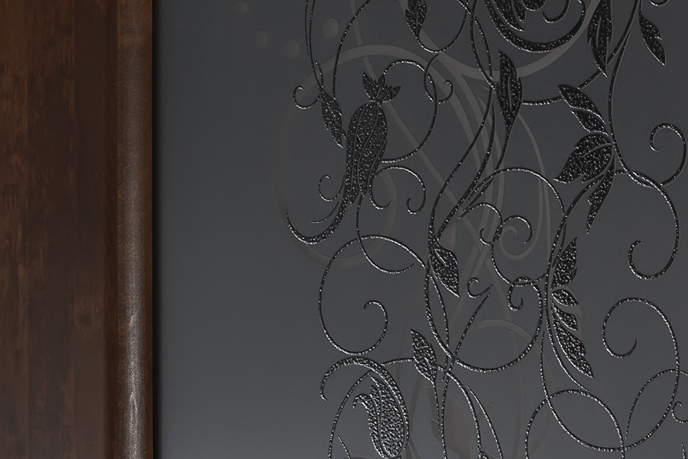 Дверь ОКА массив ольхи Витраж античный орех, стекло графит закаленное с наплавом. Фото №3