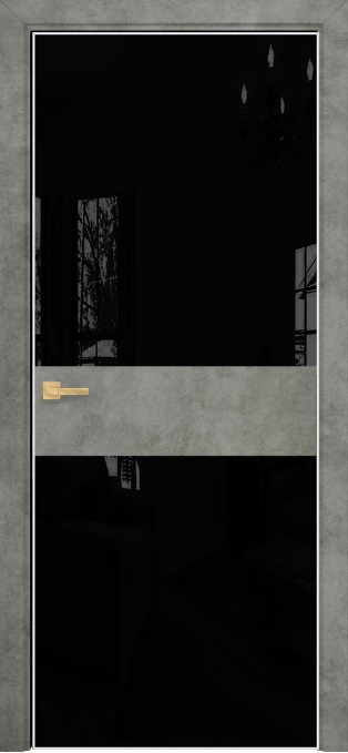 Двери в интерьере - Дверь Оникс Соло 2 бетон светлый, глухая, Lacobel RAL 9005