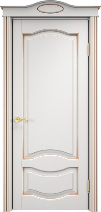 Дверь ПМЦ массив ольхи ОЛ33 белый грунт с патиной золото, глухая. Фото №2