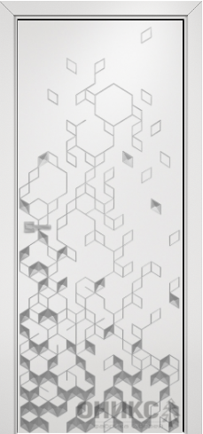 Дверь Оникс Кристалл эмаль белая патина серебро, глухая