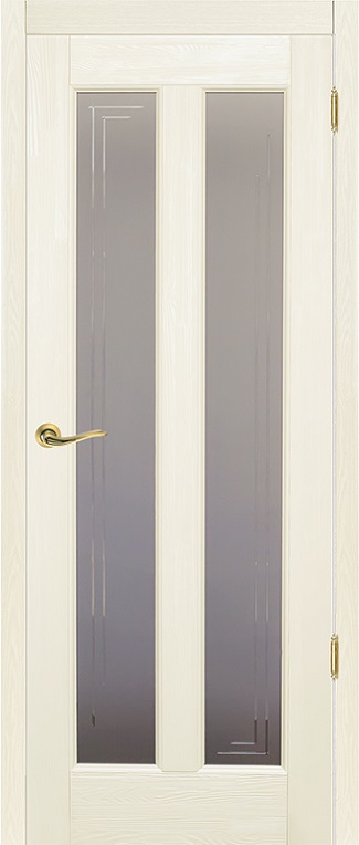 Двери в интерьере - Дверь ОКА браш массив сосны Соренто эмаль слоновая кость, стекло графит