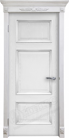 Двери в интерьере - Дверь Оникс Прованс эмаль белая с серебряной патиной, глухая